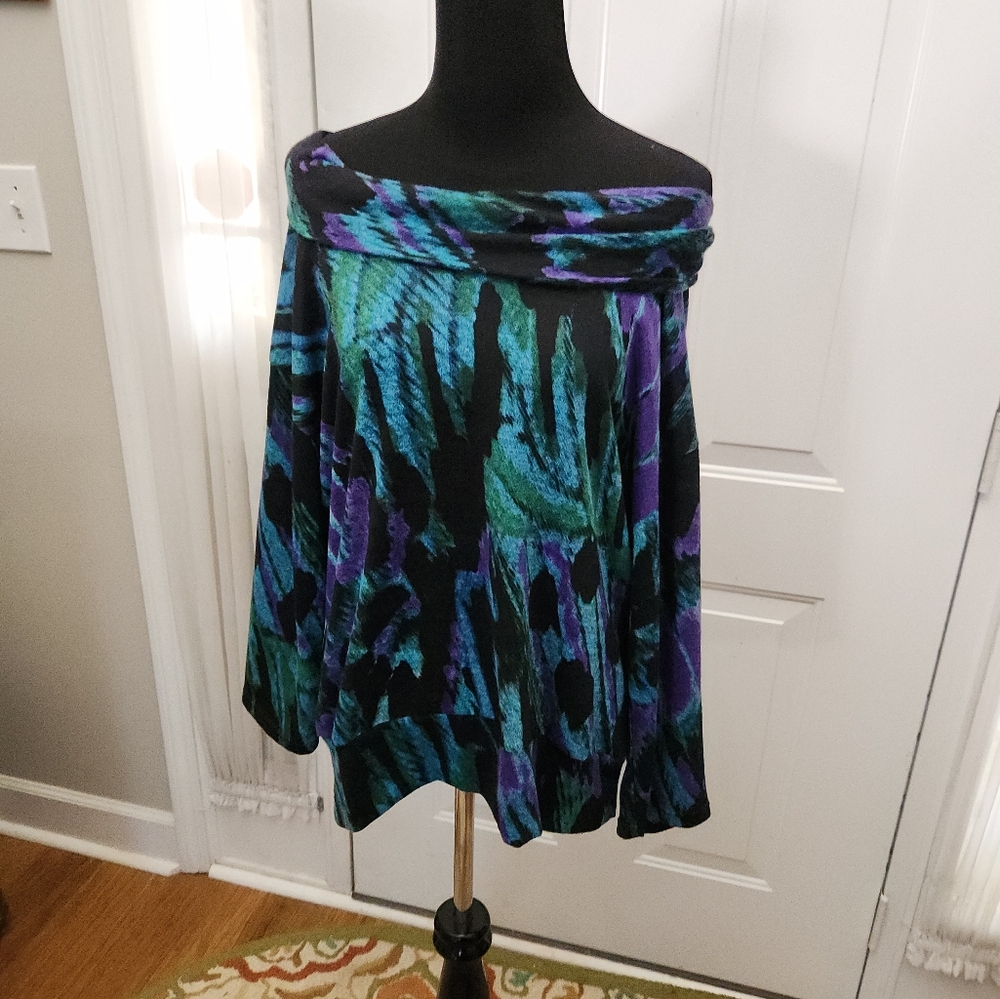 Choices Jewel Colors Boat Neck Off Shoulder Dolman Sleeves Size XL